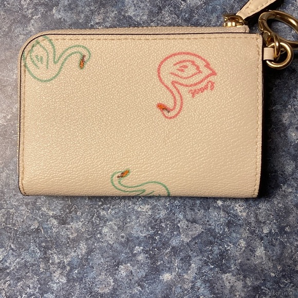 Coach L-zip Card coin case swan print canvas. NWT - Picture 4 of 7